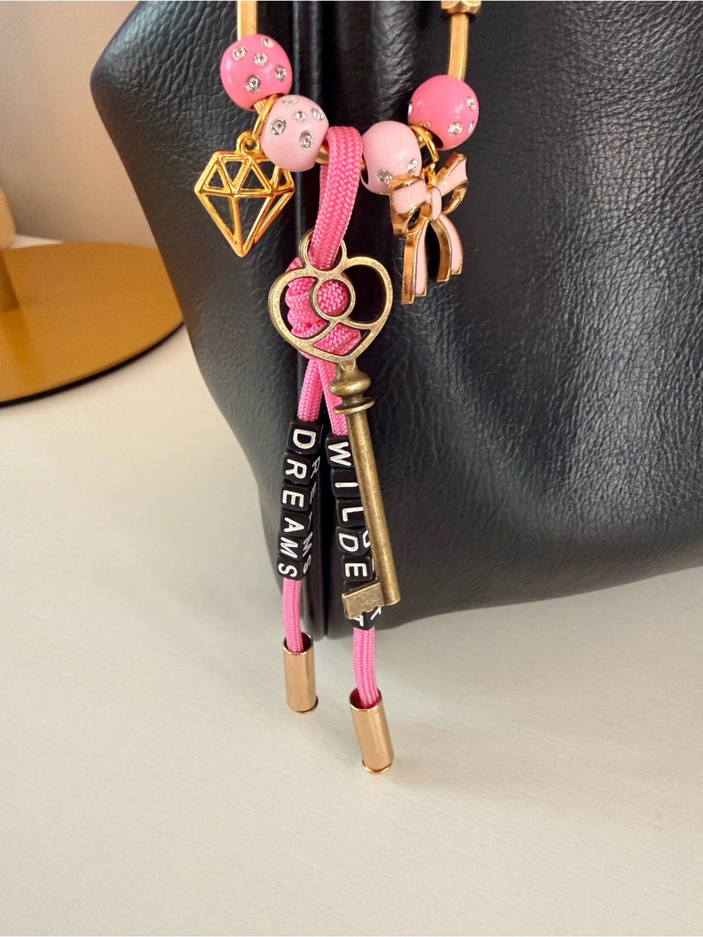 NEW Handmade Wildest Dreams Key Pink Coquette Bag Charm Keychain - Picture 7 of 9